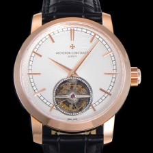 홍콩명품 [바쉐런콘스탄틴] 남성용 트레디셔널 투어빌론 수동기계식 18K 로즈골드 42mm 가죽줄 화이트다이얼 vac78519  