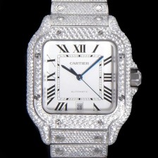 홍콩명품 [까르띠에] 남성용 산토스 쥬얼 다이아몬드 셋팅 베젤 40mm 화이트 다이얼 오토매틱 무브먼트 CAR40183  