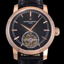 홍콩명품 [바쉐런콘스탄틴] 남성용 트레디셔널 투어빌론 수동기계식 18K 로즈골드 42mm 가죽줄 블랙다이얼 vac23180  