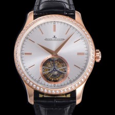 홍콩명품 [예거르꿀트르] 남성용 마스터 그랜드 트레디션 1662451 오토매틱 투어빌론 798타입  42mm 18K 로즈골드 보석다이아드베젤 가죽시계 실버다이얼   jag03476  