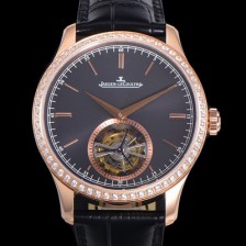 홍콩명품 [예거르꿀트르] 남성용 마스터 그랜드 트레디션 1662451 오토매틱 투어빌론 798타입  42mm 18K 로즈골드 보석다이아드베젤 가죽시계 블랙다이얼   jag26803  