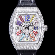 홍콩명품 [프랭크뮬러] 남성용 뱅가드 오토매틱 ETA2824-2 타입 45mm 보석큐빅 가죽줄 보석다이얼 fra10487  