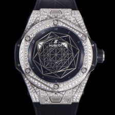 홍콩명품 [휴블렛] 남성용 빅뱅 쌍 블루 티타늄 오토매틱 HUB1213타입 45미리 다이아몬드/보석 케이스 가죽/우레탄 믹스밴드 블랙다이얼 hub60853  