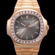 홍콩명품 [파텍필립] 남성용 노틸러스 보석/큐빅 세팅 18k로즈골드 Cal.324 S C타입무브 오토매틱 40미리 브라운다이얼 PAT70650  