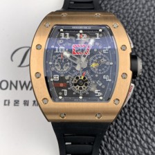 홍콩명품 [리차드밀레] 남성용 RM11 크로노그래프 오토매틱 18K 로즈골드 50미리 스켈래톤 블랙다이얼 RIC08722  