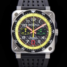 홍콩명품 [벨엔로스] 남성용 BR-03 인스트루먼트 PVD블랙코팅 오토매틱 9015무브먼트 42미리 러버우테탄줄 화이트다이얼 BEL75154  