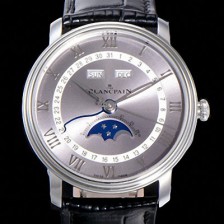 홍콩명품 [블랑팡] 남성용 빌레레 퀀탬 컴플레트 문페이즈 Cal.6654 오토매틱 40미리 블랙가죽줄 그레이다이얼 BLA14122  