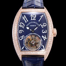 홍콩명품 [프랭크뮬러] 남성용 그랜드 컴플리케이션 보석/다이아 셋팅 뚜르비용 18K 로즈골드 가죽줄 블루다이얼 FRA70347  