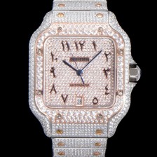 홍콩명품 [까르띠에] 남성용 산토스 쥬얼 다이아몬드 셋팅 베젤 40mm 큐빅/보석 다이얼 오토매틱 무브먼트 CAR45690  