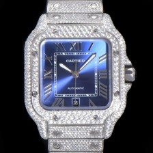 홍콩명품 [까르띠에] 남성용 산토스 쥬얼 다이아몬드 셋팅 베젤 40mm 블루다이얼 오토매틱 무브먼트 CAR40187  