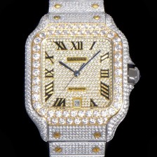 홍콩명품 [까르띠에] 남성용 산토스 쥬얼 다이아몬드 셋팅 베젤 40mm 큐빅/보석 다이얼 오토매틱 무브먼트 CAR40437  