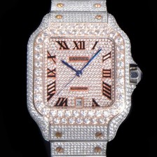 홍콩명품 [까르띠에] 남성용 산토스 쥬얼 다이아몬드 셋팅 베젤 40mm 큐빅/보석 다이얼 오토매틱 무브먼트 CAR40442  