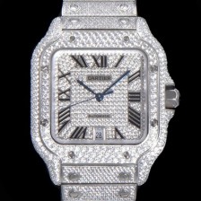 홍콩명품 [까르띠에] 남성용 산토스 쥬얼 다이아몬드 셋팅 베젤 40mm 큐빅/보석 다이얼 오토매틱 무브먼트 CAR40192  