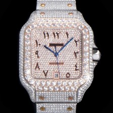 홍콩명품 [까르띠에] 남성용 산토스 쥬얼 다이아몬드 셋팅 베젤 40mm 큐빅/보석 다이얼 오토매틱 무브먼트 CAR40444  