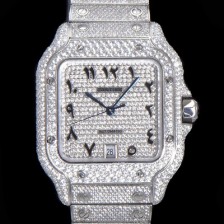 홍콩명품 [까르띠에] 남성용 산토스 쥬얼 다이아몬드 셋팅 베젤 40mm 큐빅/보석 다이얼 오토매틱 무브먼트 CAR40195  