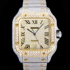 홍콩명품 [까르띠에] 남성용 산토스 쥬얼 다이아몬드 셋팅 베젤 40mm 큐빅/보석 다이얼 오토매틱 무브먼트 CAR42604  