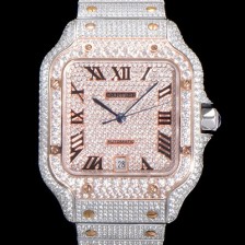 홍콩명품 [까르띠에] 남성용 산토스 쥬얼 다이아몬드 셋팅 베젤 40mm 큐빅/보석 다이얼 오토매틱 무브먼트 CAR45686  