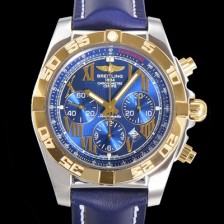 홍콩명품 [브라이틀링] 남성용 원드라이더 크로노맷 오토매틱 ETA-7750 기계식 44mm 18K 옐루골드 가죽줄 블루다이얼 bre2531  