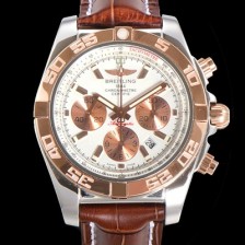 홍콩명품 [브라이틀링] 남성용 원드라이더 크로노맷 오토매틱 ETA-7750 기계식 44mm 18K 로즈골드 가죽줄 화이트다이얼 bre3911  