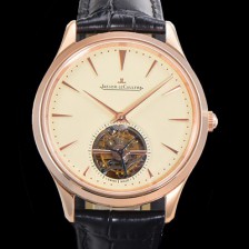 홍콩명품 [예거 르꿀르뜨] 남성용 마스터 울트라 씬 투어빌론 43mm 18K로즈골드 가죽줄 아이보리 다이얼 jag1292  