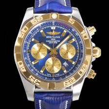 홍콩명품 [브라이틀링] 남성용 원드라이더 크로노맷 오토매틱 ETA-7750 기계식 44mm 18K 옐루골드 가죽줄 블루다이얼 bre5121  