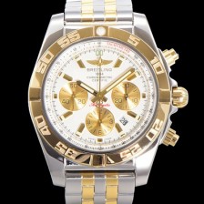 홍콩명품 [브라이틀링] 남성용 크로노맷 오토매틱 크로노그래프 ETA7750-2타입 44mm 옐루골드 매탈줄 화이트다이얼 bre9951  