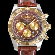 홍콩명품 [브라이틀링] 남성용 원드라이더 크로노맷 오토매틱 ETA-7750 기계식 44mm 18K 옐루골드 가죽줄 브라운다이얼 bre5391  