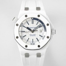 홍콩명품 [오데마피게] 남성용 로얄오크 오프쇼어 15707CB.OO.A010CA.01 오토매틱 Cal.3120 타입 화이트 세라믹소재  42mm 우레탄줄 민트 화이트다이얼 aud5219  