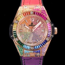 홍콩명품 [휴블렛] 남여공용 빅뱅 오토매틱 HUB1710타입 39mm 다이아/보석 세팅 로즈골드 우레탄/가죽 믹스밴드 보석다이얼 hub9131  