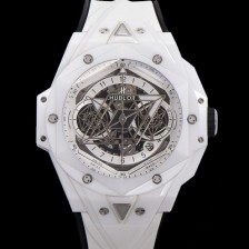 홍콩명품 [휴블렛] 남성용 위블러 빅뱅 상블루 오토매틱 HUB1240타입 풀세라믹 화이트메직 45mm 우레탄줄 화이트다이얼  hub1315  
