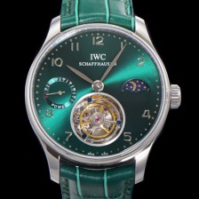 홍콩명품 [아이더블유씨] 남성용 신제품 UP!! 포르투기즈 컴플리케이션 하이  "투어빌론 문페이즈 파워 리저브"아시안 투어빌론 탑재  42mm 가죽줄 그린 다이얼   iwc9359  