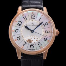 홍콩명품 [예거 르꿀르뜨] 여성용 랑데뷰 나잇&데이 문페이즈 오토매틱 898A 타입 무브 34mm 금장 가죽줄 자게 화이트다이얼 jag5123  