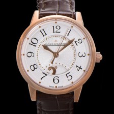 홍콩명품 [예거 르꿀르뜨] 여성용 랑데뷰 나잇&데이 문페이즈 오토매틱 898A 타입 무브 34mm 보석 배젤 가죽줄 화이트다이얼 jag3115  