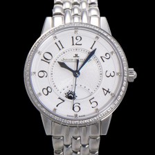 홍콩명품 [예거 르꿀르뜨] 여성용 랑데뷰 나잇&데이 문페이즈 오토매틱 898A 타입 무브 34mm 보석 배젤 메탈줄 화이트다이얼 jag2912  