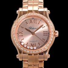 홍콩명품 [쇼파드] 여성용 해피 다이아몬드 오토매틱 ETA2892-2 타입 36mm 래이디스/금장시계 18K로즈골드  골드다이얼 cho2951  