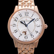 홍콩명품 [예거 르꿀르뜨] 여성용 랑데뷰 나잇&데이 문페이즈 오토매틱 898A 타입 무브 34mm 금장시계 화이트다이얼 jag9115  