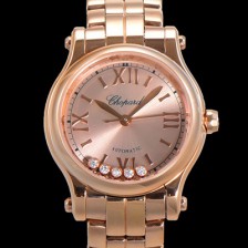 홍콩명품 [쇼파드] 여성용 해피 다이아몬드 오토매틱 ETA2892-2 타입 36mm 래이디스/금장시계 18K로즈골드  골드다이얼 cho1312  