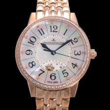 홍콩명품 [예거 르꿀르뜨] 여성용 랑데뷰 나잇&데이 문페이즈 오토매틱 898A 타입 무브 34mm 보석 배젤 금장 자게 화이트다이얼 jag2121  