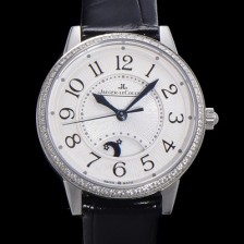 홍콩명품 [예거 르꿀르뜨] 여성용 랑데뷰 나잇&데이 문페이즈 오토매틱 898A 타입 무브 34mm 보석 배젤 가죽줄 화이트다이얼 jag9915  