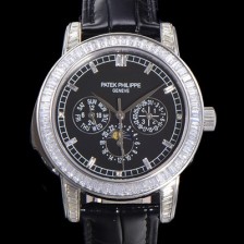 홍콩명품 [파텍필립] 남성용 Ref.5073P 그랜드 컴플리케이션 문페이즈 오토매틱 다이아몬드셋팅 42mm 가죽줄 블랙다이얼 pat9125  