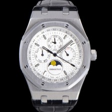 홍콩명품 [오데마피게] 남성용 로얄오크 퍼펙츄얼 캘린더 41mm 오토매틱 T5134 타입 가죽줄 화이트다이얼 aud9513  