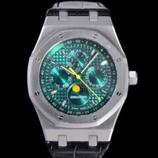 홍콩명품 [오데마피게] 남성용 로얄오크 퍼펙츄얼 캘린더 41mm 오토매틱 T5134 타입 가죽줄 그린다이얼 aud1953  