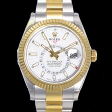홍콩명품  [로렉스] 남성용 스카이더웰러 오이스터 퍼페츄얼 오토매틱 Cal.9001타입 42미리 18K 옐루골드 투톤콤비매탈줄 화이트다이얼 rol5129  