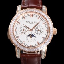 홍콩명품 [파텍필립] 남성용 Ref.5073P 그랜드 컴플리케이션 문페이즈 오토매틱 18K 로즈골드/다이아몬드셋팅 42mm 가죽줄 화이트다이얼 pat2519  