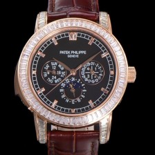 홍콩명품 [파텍필립] 남성용 Ref.5073P 그랜드 컴플리케이션 문페이즈 오토매틱 18K 로즈골드/다이아몬드셋팅 42mm 가죽줄 블랙다이얼 pat3191  