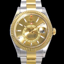 홍콩명품  [로렉스] 남성용 스카이더웰러 오이스터 퍼페츄얼 오토매틱 Cal.9001타입 42미리 18K 옐루골드 투톤콤비매탈줄 골드다이얼 rol5291  