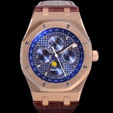 홍콩명품 [오데마피게] 남성용 로얄오크 퍼펙츄얼 캘린더 41mm 오토매틱 T5134 타입 18K로즈골드 가죽줄 블루다이얼  aud1253  