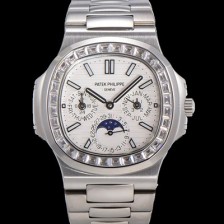 홍콩명품 [파텍필립] 남성용 Ref.5740 노틸러스 문페이즈 오토매틱 Cal.240 Q타입 40mm 다이아몬드/쥬얼 메탈줄  화이트다이얼 pat3921  