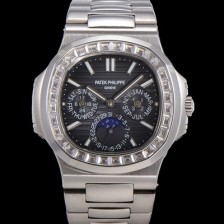 홍콩명품 [파텍필립] 남성용 Ref.5740 노틸러스 문페이즈 오토매틱 Cal.240 Q타입 40mm 다이아몬드/쥬얼 메탈줄  그레이다이얼 pat5912  