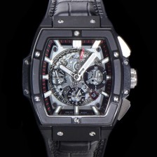 홍콩명품 [휴블렛] 남성용 스피릿 빅뱅 마스터피스 크로노그래프 Hub4700타입 45mm PVD코팅 가죽줄 스켈래톤다이얼 hub3251  